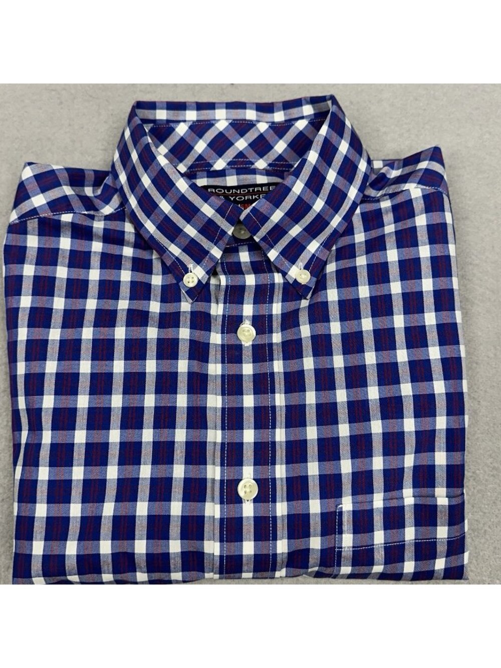 Roundtree & Yorke Button Down Shirt Mens S Multicolor Plaid Travel Smart Preppy
